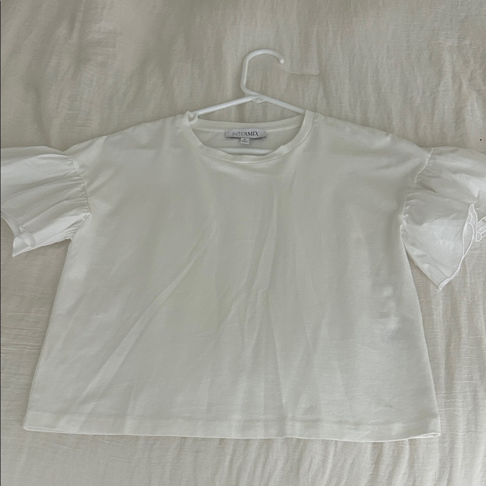 Intermix White Puff Sleeve Top
